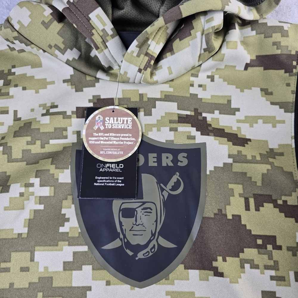 Nike Boys Raiders Salute To Service Green Camo Geometric Hoddie sz Lg (14/16) - Picture 3 of 7